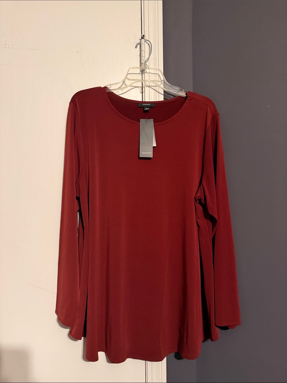Alfani Wine Red Long Sleeve Tunic
